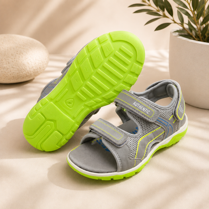 Sandales Sport Enfant Space Boys – Gris & Vert Fluo