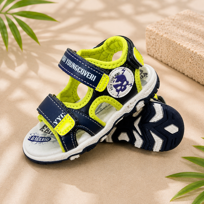 Sandales Sport Enfant – Bleu Marine & Jaune Fluo