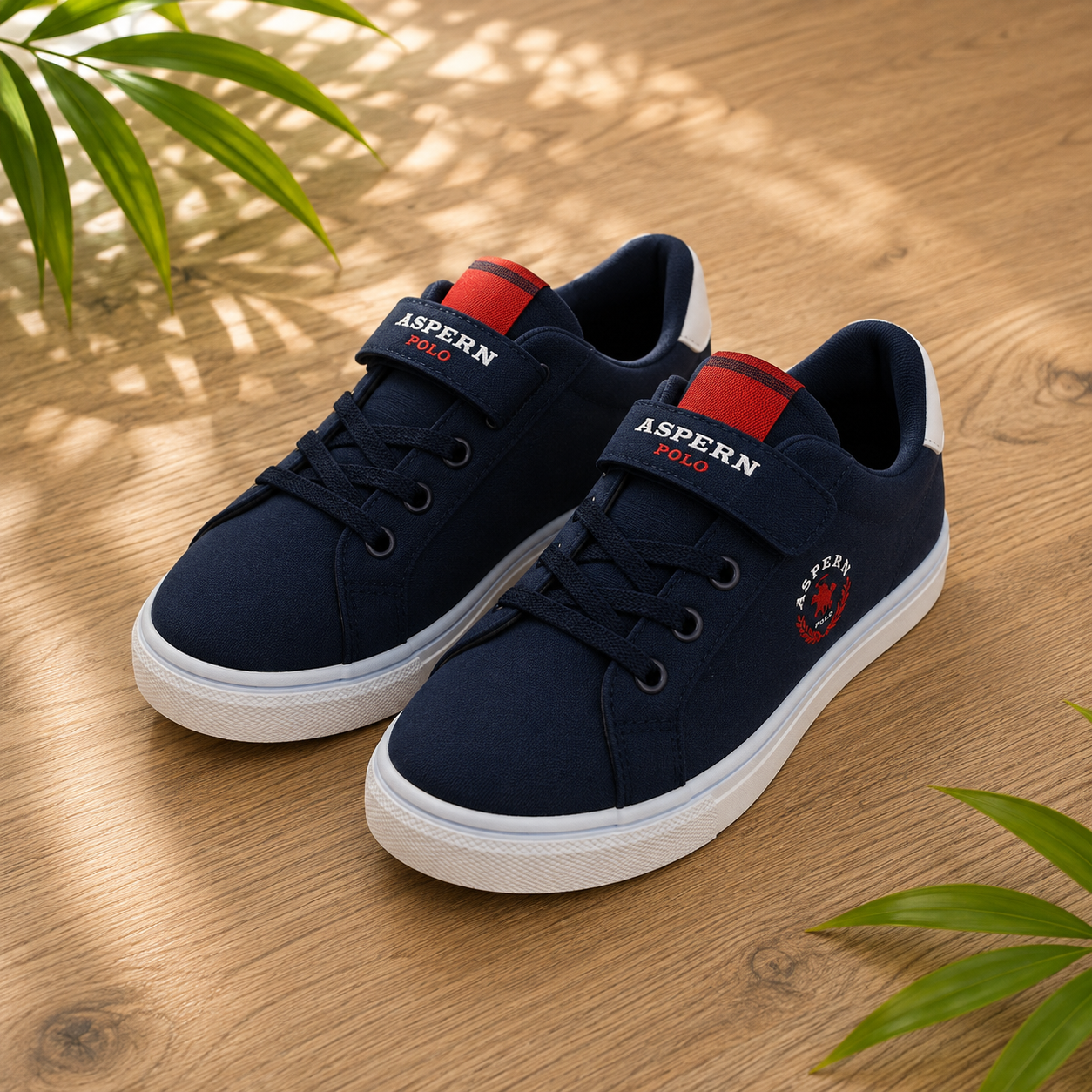 Baskets Enfant ASPERN POLO – Bleu Marine & Rouge