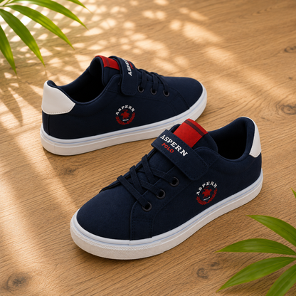 Baskets Enfant ASPERN POLO – Bleu Marine & Rouge