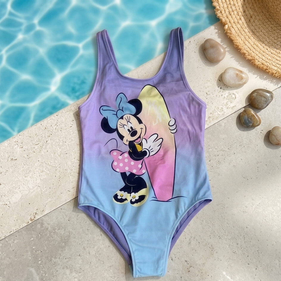 Maillot de bain 1 pièce fille Disney Minnie Surf – Dégradé Violet et Bleu