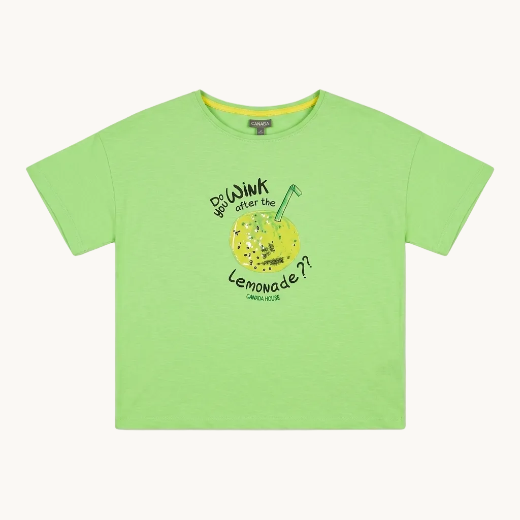 T-shirt vert lime enfant imprimé graphique « LEMONADE »