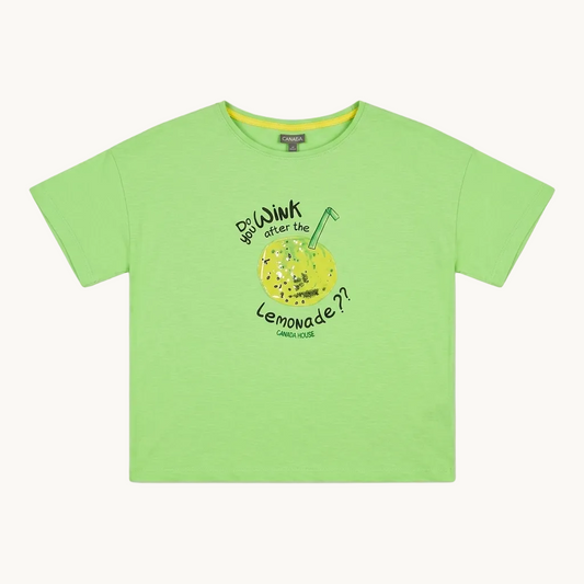 T-shirt vert lime enfant imprimé graphique « LEMONADE »