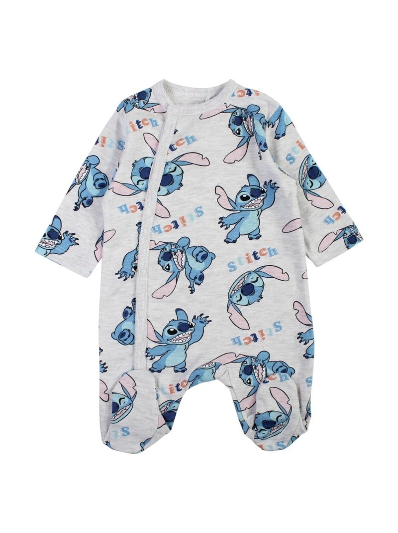 Pyjama grenouillère Stitch pour bébé – Dors-bien gris chiné imprimé all-over Disney