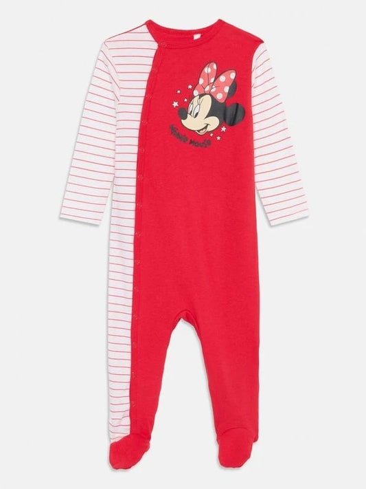 Pyjama grenouillère Minnie Mouse pour bébé – Dors-bien rouge et blanc à rayures Disney