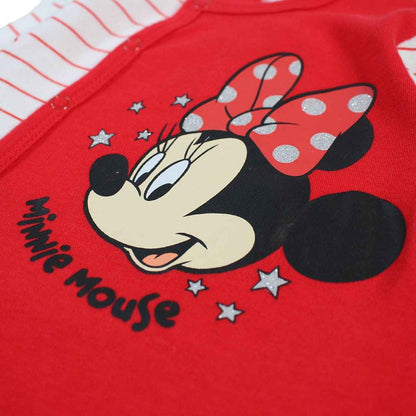 Pyjama grenouillère Minnie Mouse pour bébé – Dors-bien rouge et blanc à rayures Disney