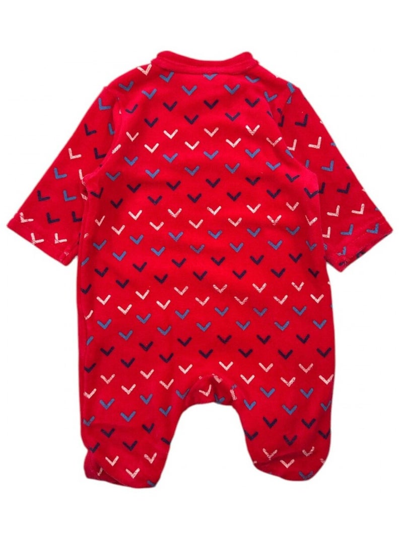 Pyjama grenouillère Patrouille Canine pour bébé – Dors-bien en velours rouge avec Chase, Marcus et Ruben