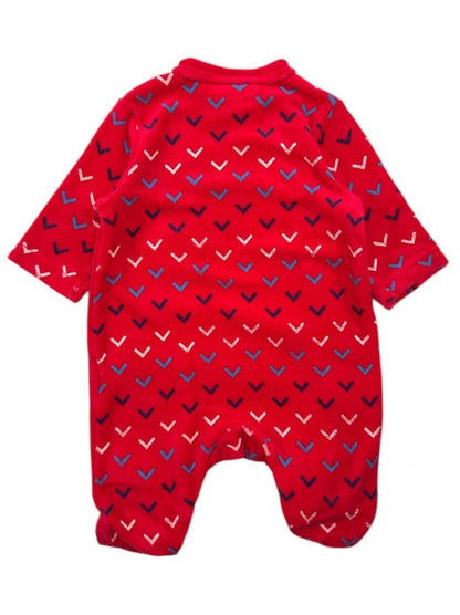 Pyjama grenouillère Patrouille Canine pour bébé – Dors-bien en velours rouge avec Chase, Marcus et Ruben