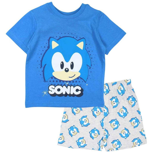 Pyjama court Sonic the Hedgehog pour enfant – Ensemble T-shirt bleu et short gris