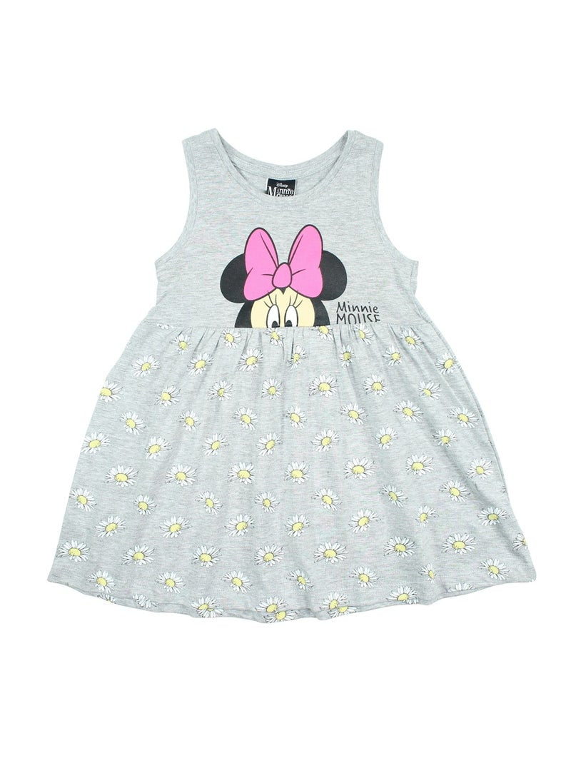 Robe d'été Minnie Mouse pour fille – Robe sans manches gris chiné imprimé marguerites Disney