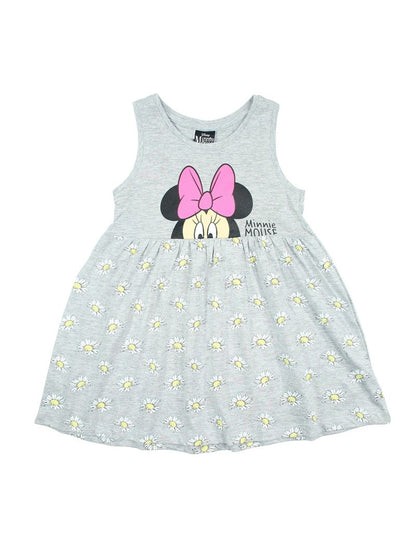Robe d'été Minnie Mouse pour fille – Robe sans manches gris chiné imprimé marguerites Disney