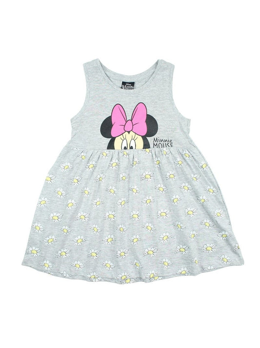 Robe d'été Minnie Mouse pour fille – Robe sans manches gris chiné imprimé marguerites Disney