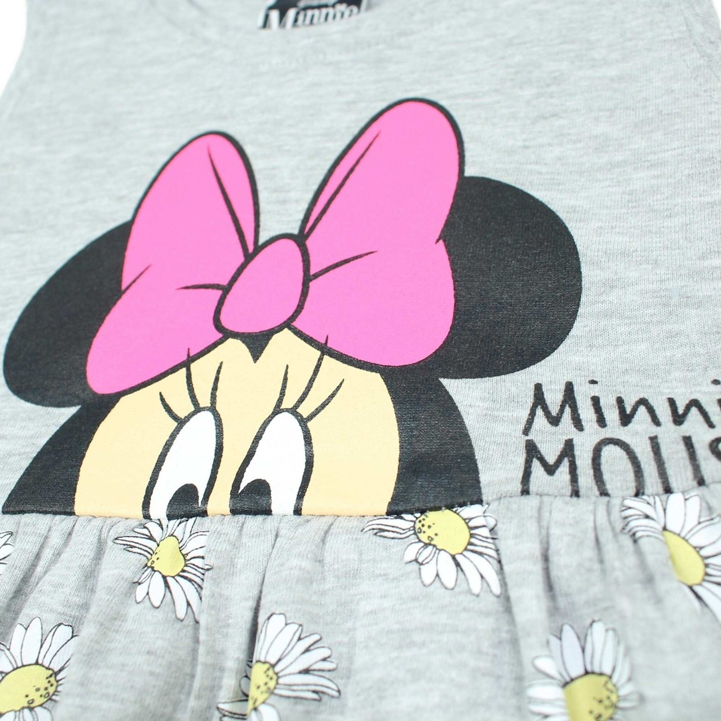 Robe d'été Minnie Mouse pour fille – Robe sans manches gris chiné imprimé marguerites Disney