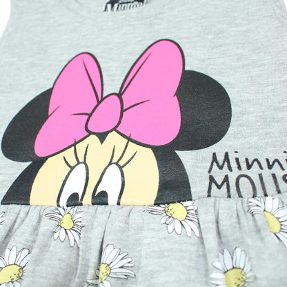Robe d'été Minnie Mouse pour fille – Robe sans manches gris chiné imprimé marguerites Disney