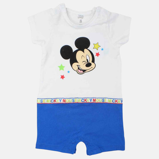 Barboteuse Mickey Mouse pour bébé – Combishort d'été blanc et bleu ou rouge Disney Baby