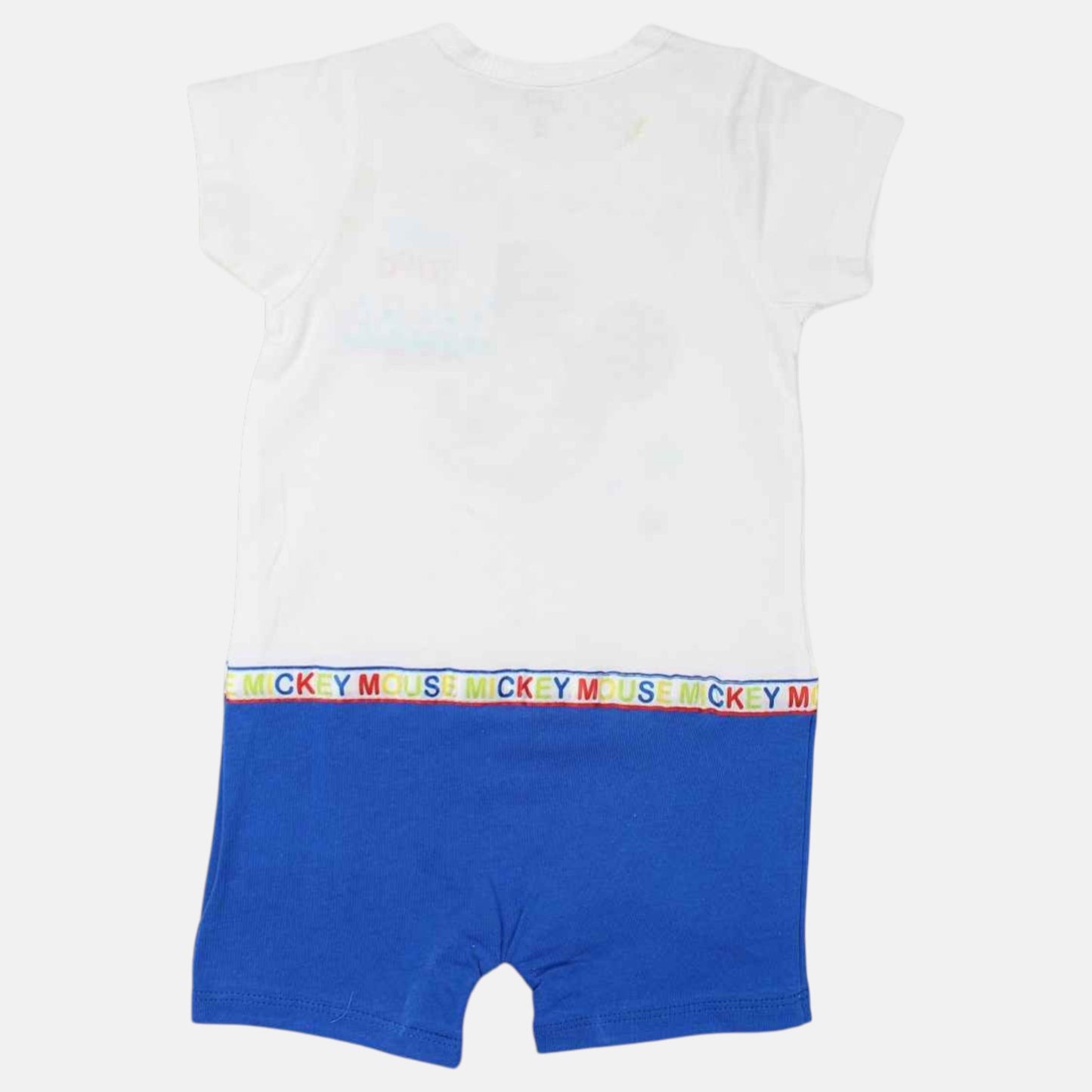Barboteuse Mickey Mouse pour bébé – Combishort d'été blanc et bleu ou rouge Disney Baby