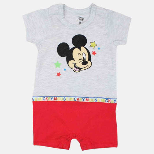Barboteuse Mickey Mouse pour bébé – Combishort d'été blanc et bleu ou rouge Disney Baby