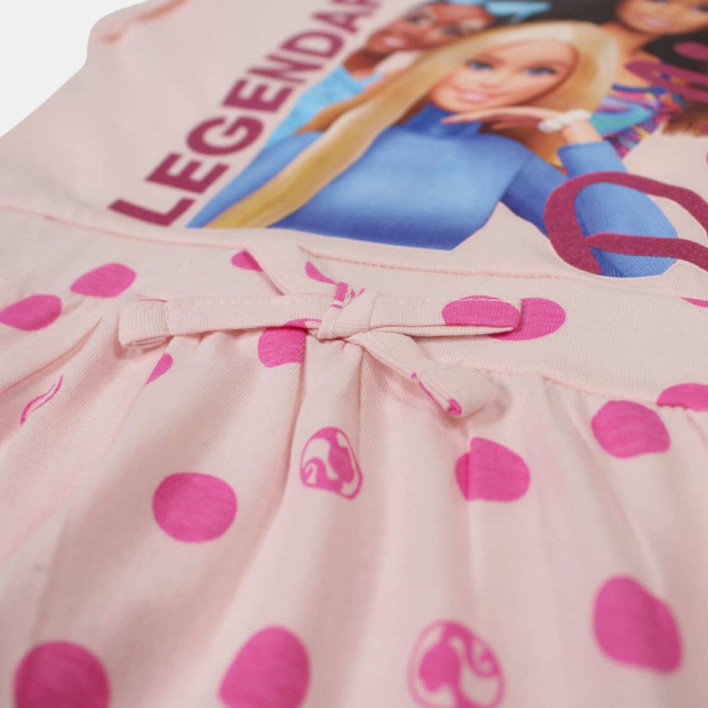 Robe d'été Barbie pour fille – Robe rose pâle à pois fuchsia avec imprimé "Legendary" Mattel