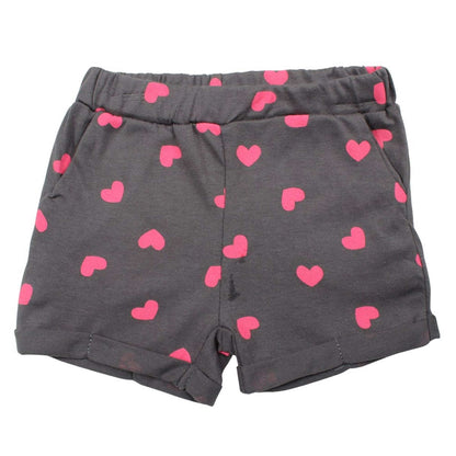 Ensemble d'été Minnie Mouse pour bébé fille – T-shirt gris chiné et short anthracite à cœurs roses Disney