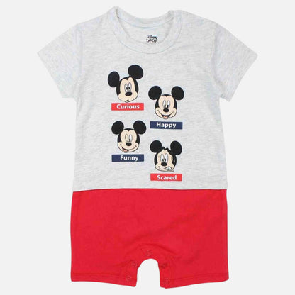 Barboteuse Mickey Mouse pour bébé – Pyjama d'été short gris et rouge Disney Baby