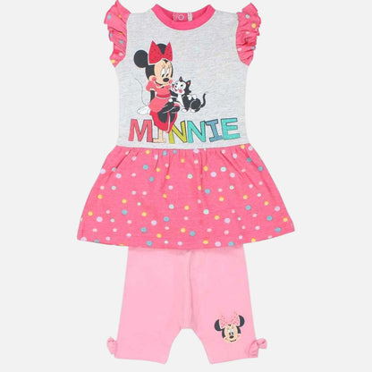 Ensemble Minnie Mouse pour bébé fille – Robe-tunique à pois et legging rose Disney