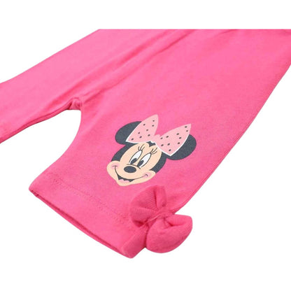Ensemble Tunique et Legging Minnie Mouse pour bébé – Robe d'été blanche à pois et legging fuchsia Disney