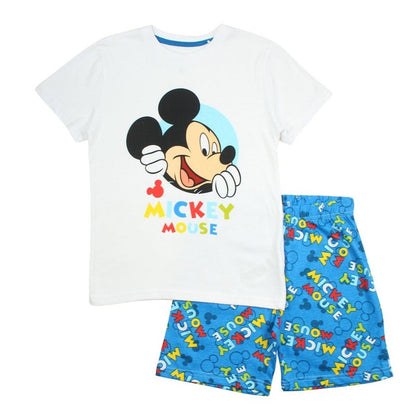 Pyjama court Mickey Mouse pour garçon – Ensemble T-shirt blanc et short bleu Disney