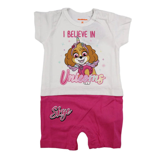 Barboteuse Stella Patrouille Canine pour bébé – Combishort d'été blanc et rose Nickelodeon