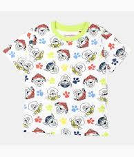 Pyjama court Patrouille Canine pour enfant – Ensemble T-shirt imprimé all-over et short vert fluo