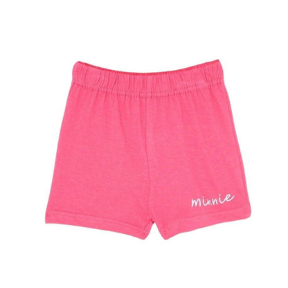 Ensemble d'été Minnie Mouse pour bébé fille – T-shirt blanc à volants et short rose Disney