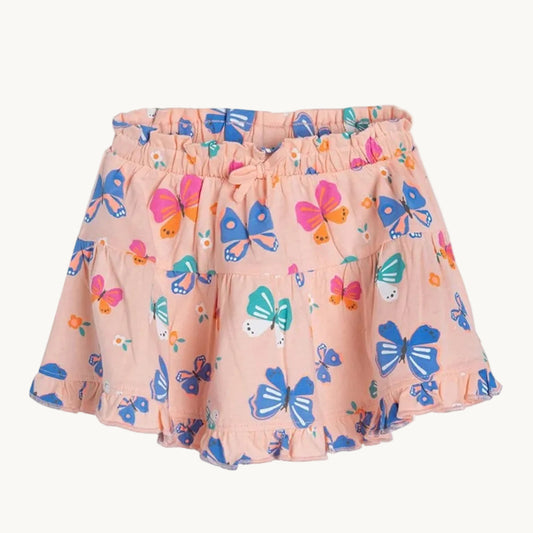 Jupe pêche à motifs papillon -