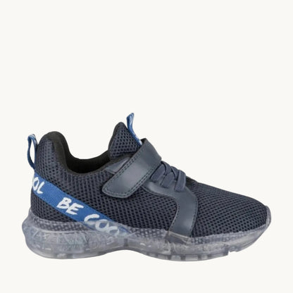 Baskets Sport Enfant en Mesh Bleu Marine – Fermeture Scratch et Lacets Élastiques