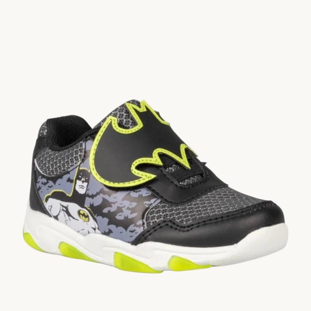 Baskets Enfant Batman DC Comics – Chaussures de Sport à Scratch Logo Chauve-Souris et Lacets Élastiques
