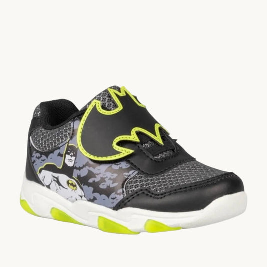 Baskets Enfant Batman DC Comics – Chaussures de Sport à Scratch Logo Chauve-Souris et Lacets Élastiques