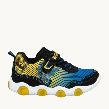 Baskets Lumineuses Enfant Batman DC Comics – Chaussures de Sport à Scratch et Lacets Élastiques