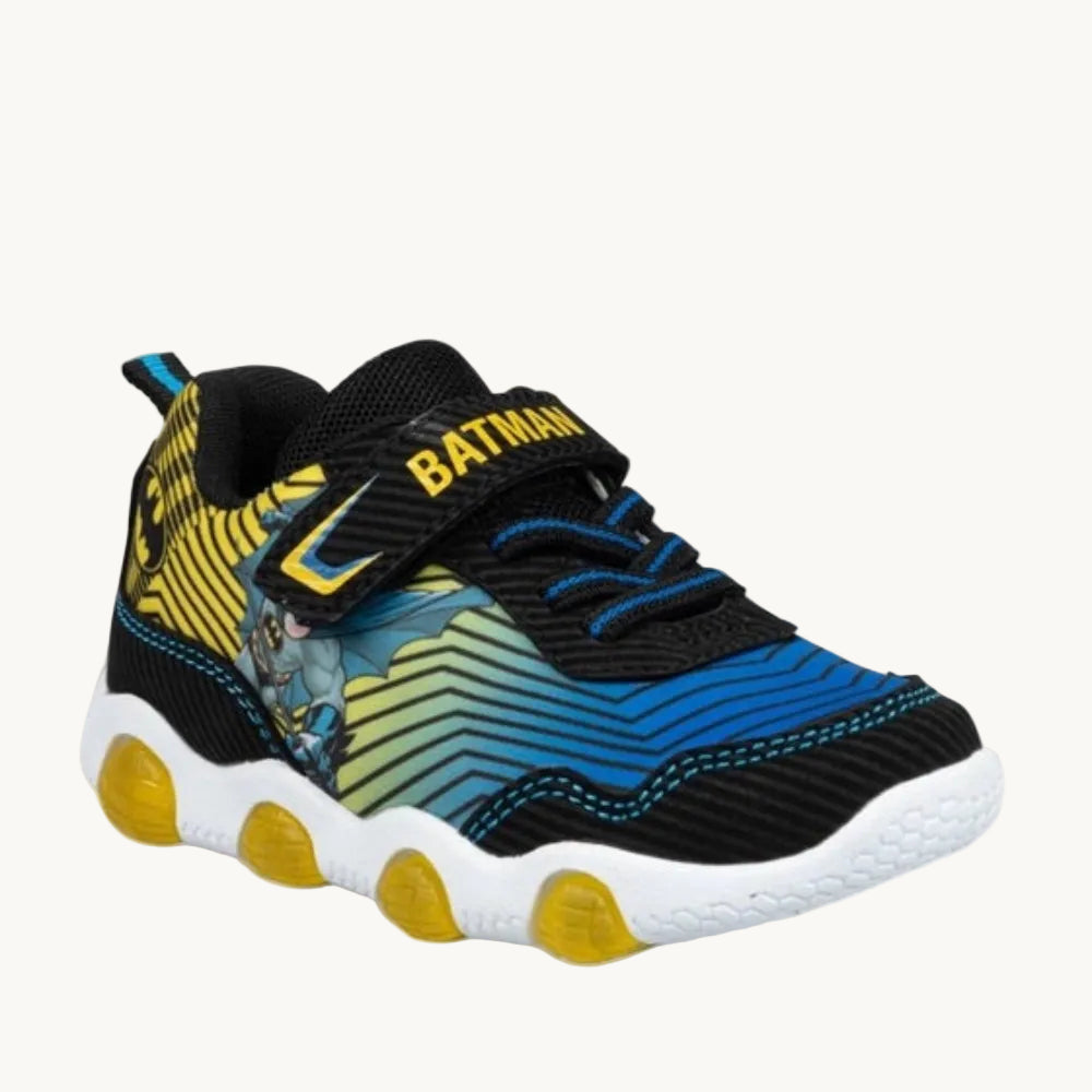 Baskets Lumineuses Enfant Batman DC Comics – Chaussures de Sport à Scratch et Lacets Élastiques