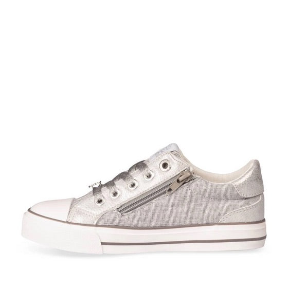 Sneakers Basses Fille Argent Étoiles LuluCastagnette avec Bout Renforcé