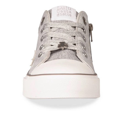 Sneakers Basses Fille Argent Étoiles LuluCastagnette avec Bout Renforcé