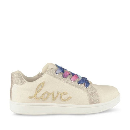 Chaussures Basses Fille Beige Doré avec Lacets Dégradés Multicolores