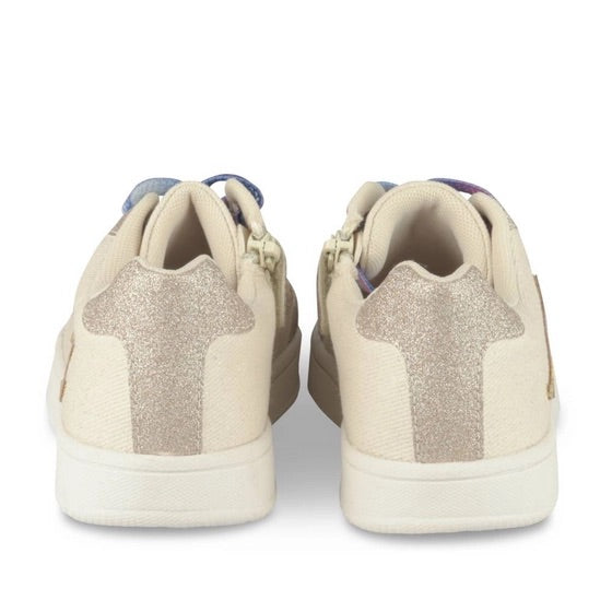 Chaussures Basses Fille Beige Doré avec Lacets Dégradés Multicolores