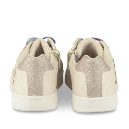 Chaussures Basses Fille Beige Doré avec Lacets Dégradés Multicolores