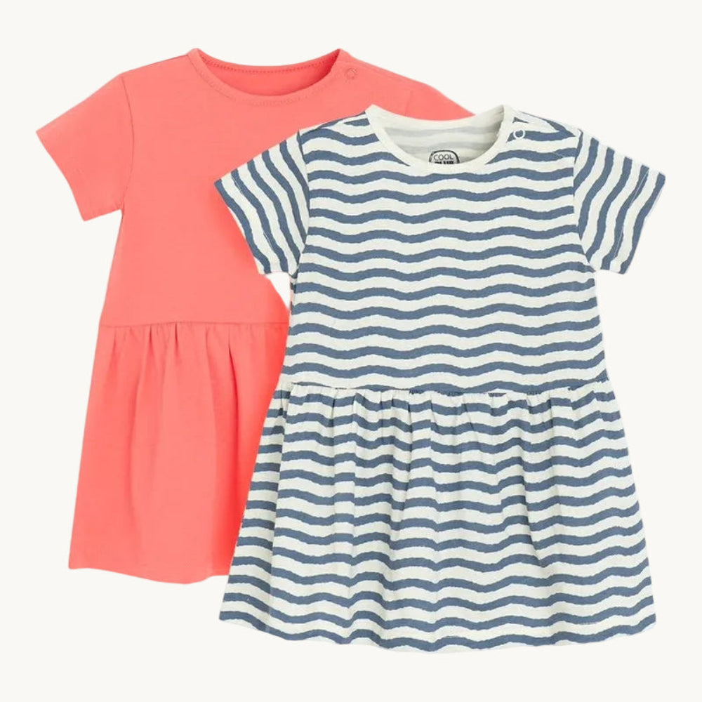 Lot de 2 robes d'été en coton pour bébé fille