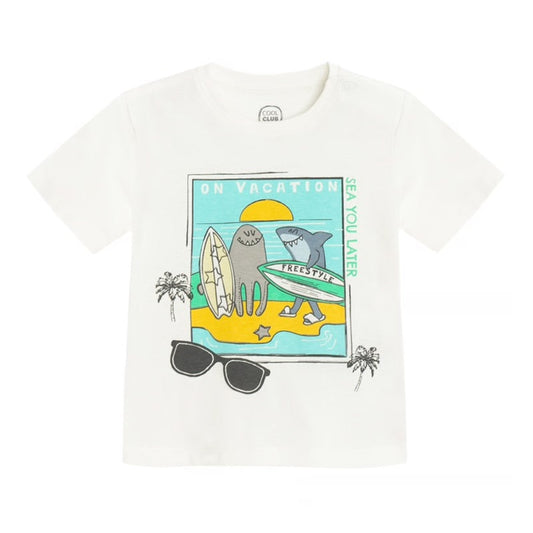 T-shirt blanc imprimé surf « Sea You Later » – Cool Club