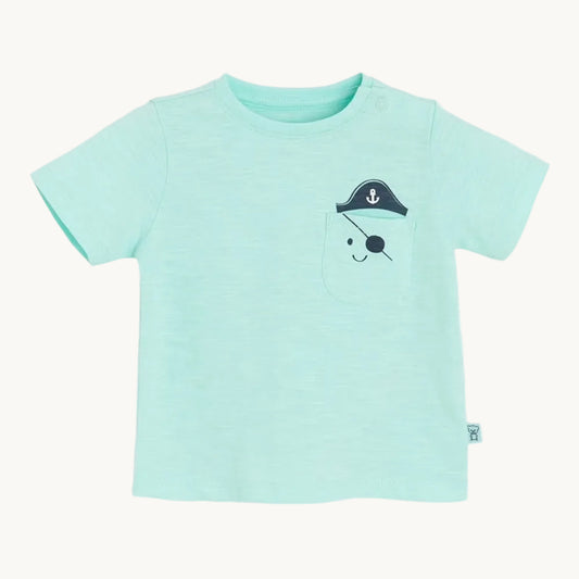 T-shirt bébé pirate en coton turquoise - Cool Club