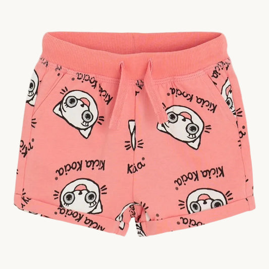Short en coton rose corail imprimé chat fille - Cool Club