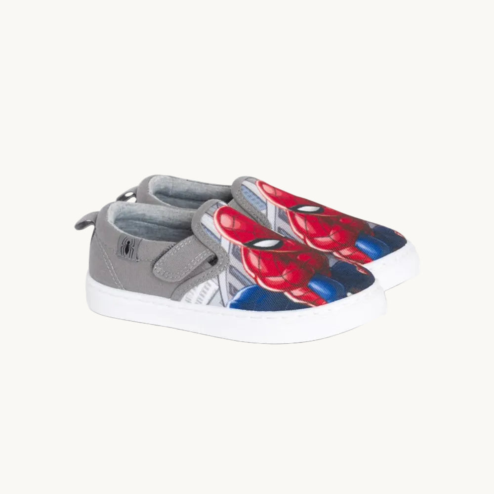 Baskets Slip-On Enfant Spider-Man – Tennis en Toile Grise sans Lacets Marvel