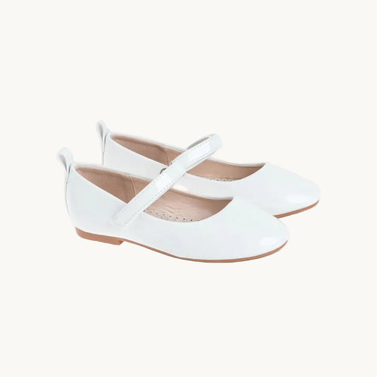 Ballerines Cool Club Fille Blanches Vernies – Bride à Scratch Ajustable