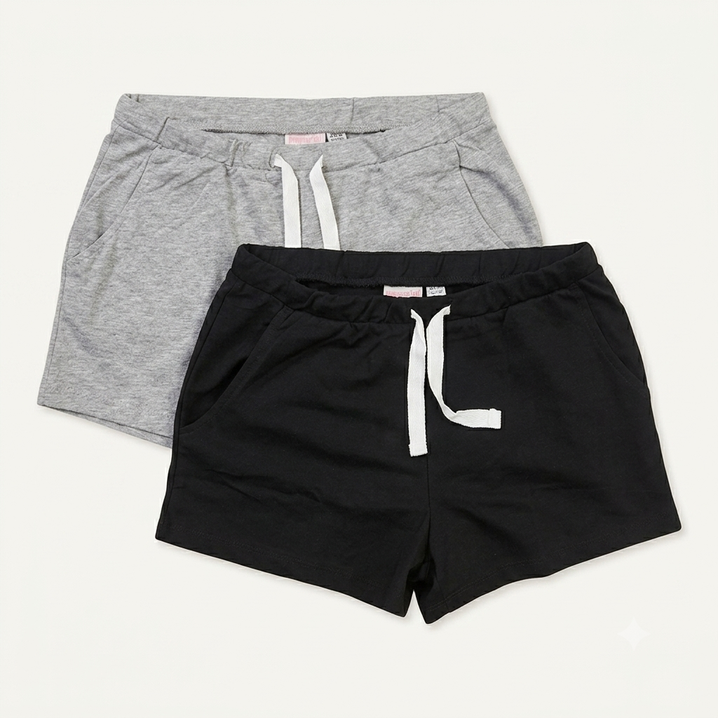Lot de 2 shorts en molleton ado (Gris & Noir) - Pepperts