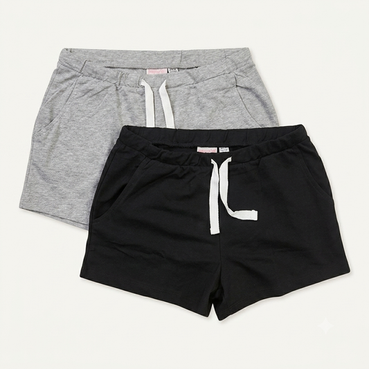 Lot de 2 shorts en molleton ado (Gris & Noir) - Pepperts