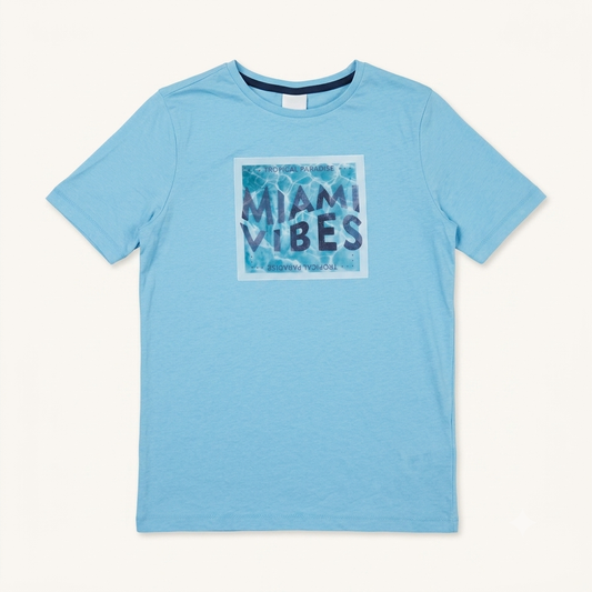 T-shirt Sinsay « Miami Vibes » Enfant – Bleu Azur